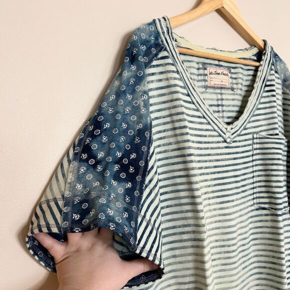 Free People We The Free True Blue Tunic Tee Size Medium - Picture 9 of 11